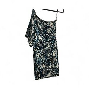 Enfocus Leopard Print One-Shoulder Dress